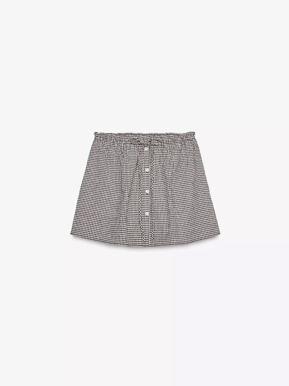 Zara Brown and White Gingham Mini Skirt
